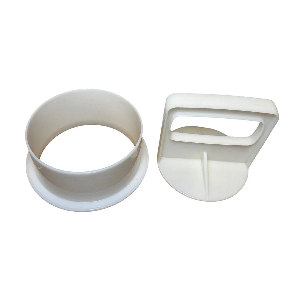 Vintage Tupperware Burger Patty Press Ring 6 Keepers & Lid 9 Pc Set 4.5